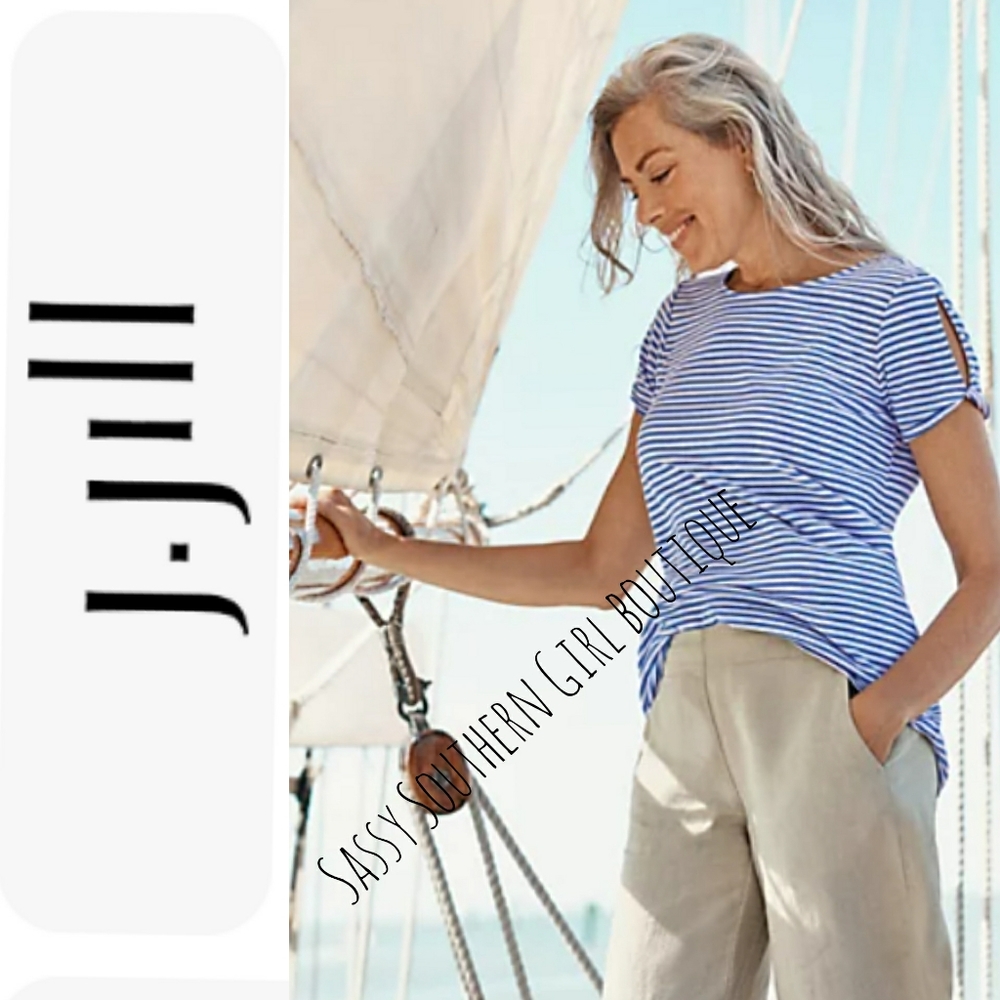 🆕⭐j.jill Love linen blue white strip top